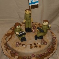 Army Induction Cake This was for a young man named Ari who is being inducted into the army. The figurines are all hand sculpted out of fondant, the stones are...
