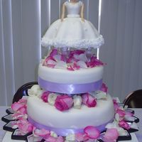 Bridal Shower This was for my sister in law. Fun to do but tricky to transport!!!Round cakes (10 and 14 I think) covered in white fondant with Fresh...