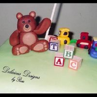 Baby Shower Bear Here is a close up of the bear and train that were on top of the cake....they were all of Fondant as were the rest of the decorations...The...