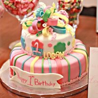 1St Birthday Cake For A Friend fondant first birthday cake with a cupcake themed party.