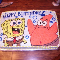 Spongebob And Patrick Birthday Cake This was a birthday cake for a little girl who just loved Spongebob Square Pants. I had to make him as big as possible! :)