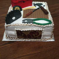 Mr Fix It Birthday Cake wasc cake with butter cream icing, all decorations in fondant