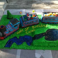 Thomas The Tank Engine Made a Thomas cake for my nephews first birthday. This is my first attempt at a cake like this