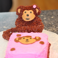 Monkey Smash Cake This was my daughter's first birthday smash cake!The monkey was made with Wilton's mini bear pan, nilla wafers for ears and...