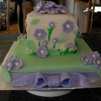 Purple Flower Cake my very first covered and stacked cake!