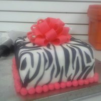 Hot Pink Zebra Cake first fondant cake. hot pink.