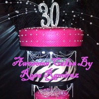 Chandelier Cake Diamond print on pink cakes. Diamonds, pearls, lights & feathers. Any questions feel free to ask :)