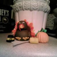 Gum Paste Figures this was my first time using gumpaste! I made the turkey pumpkin corn on the cob and little hat all out of gumpaste!