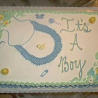 Baby Shower Baby shower cake for a niece's friend. She said make simple, but cute. The husband picked it up and just loved it.