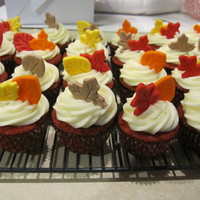 Fall Leaves Cupcakes Red Velvet Cupcakes, cream cheese frosting, leaves made from fondant