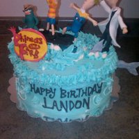 Phineas And Ferb Buttercream Cake with edible custom made fondant toppers.