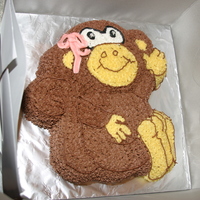 Monkey Cake This was the smash cake for a 1 year olds monkey birthday party. They were twins, so I made two - one with a blue ribbon and one with a...