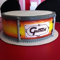 Gretsch Drum Cake Everything is buttercream but the white of that label, which is fondant.