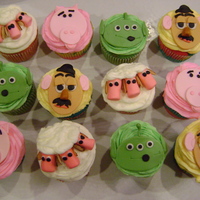 Toy Story Cupcakes gum paste face, butter cream for sheep and almond slivers for the ears.