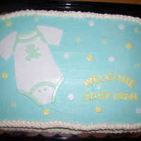 My 1St Baby Shower Cake I've made my first cake for the public!-a baby shower cake for my sister! 3 layer, vanilla cake with buttercream icing & fondant...