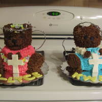 Teddy Bear Angels christening cakes for twins