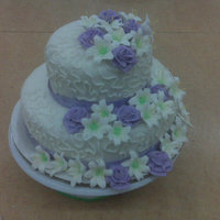 Wilton 3 Finale Two tiered cake, yellow and chocolate, fondant, royal icing flowers