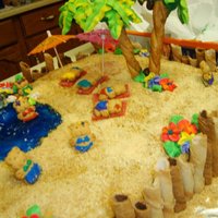 Beach Cake Sorry for the poor quality, i was only able to save a few photos since i lost all of them. Made the palm trees from RI, everything is...