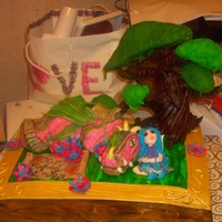 Fairy/dragon Painting For my niece, she wanted a pink and green dragon. Inspired by emilsmee's beautiful cake. Chocolate cake with whipped dark choc ganache...