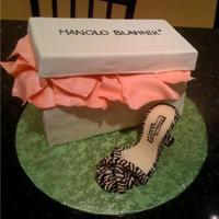 Shoebox Cake This is based on an Elisa Strauss design. The box is yellow cake with fresh strawberries and strawberry butter cream filling. The tissue...