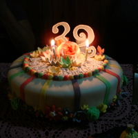 My 32 Birthday This is my first cake with gumpaste and royal icing flowers and numbers. This is a Devil's Flavor Cake, with a cherry whip cream...