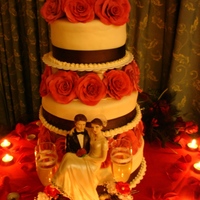 Red Roses Wedding Cake This is my first wedding cake and pile that way. It was for my favorite cousin&Acirc;&acute;s wedding. It is a vanilla cake with a...