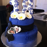 18Th Birthday This is a purple (even though it looks blue in these pics) 18th birthday cake made of a vanilla cake and coffee icing.