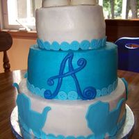 Blue Baby Shower This was done for a client who wanted a "tall" baby shower cake for her sister. All she told me was to have "carriages, blue...