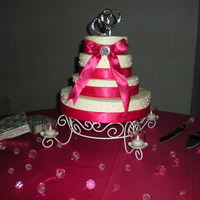Pink Ribbon & Bling Bride really didn't want fondant so I used a Cream Cheese Buttercream, to go with the Vanilla w/ Pink Champagne filling, Key Lime, and...
