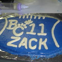 Football Cake this is a chocolate chip cookie cake in the shape of a football