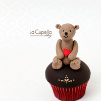 My Heart For You A red velvet cupcake topped with a Valentine Teddy..