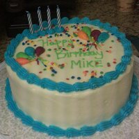 Birthday Cake White vanilla cake with buttercream frosting and strawberry whipcream filling.