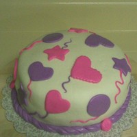 Hearts And Balloons This cake is my first fondant cake, It's made with MMF and dulce de leche filling.