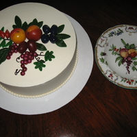Marzipan Plate Cake This customer brought me a plate and asked me to sculpt fruit to duplicate the image. I tinted marzipan to make the various fruits and...