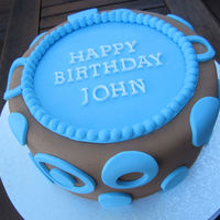 Blue And Brown Circles Cake vanilla cake with vanilla buttercream