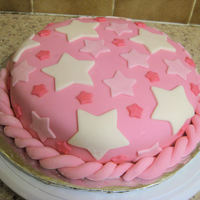 Pink Stars Fondant Cake my first fondant experience! first fondant cake also. vanilla cake with vanilla buttercream