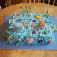 Under The Sea Gumpaste mermaid and shark, handsculpted. Chocolate shells. Buttercream icing