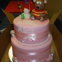 Toopy And Binoo Cake For A 2 Year Olds Birthday I made this 2 tier birthday cake for a 2 year olds birthday.Inside, was a Chocolate Chiffon cake with Whipped Chocolate Ganache!If you...