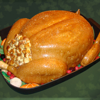 Roasted Turkey Cake German chocolate cake with coconut pecan filling and icing, covered in white chocolate fondant "skin". Rice cereal treat legs and...
