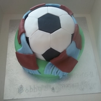 Soccer Ball With Scarf soccer ball cake with a west ham scarf