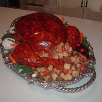 My First Turkey Cake I wanted to make a completely edible cake, fixings and all. This is what I came up with