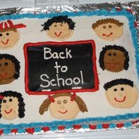 Back To School Cake I made a chalk board with kids faces for a back to school cake.