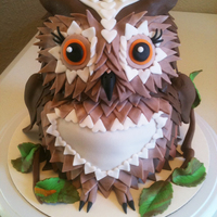 Who-Who Owl Cake Marble Cake with Buttercream Icing. Dazzled with Fondant Decor.