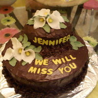 Going Away Cake With Calli Lillies A going away cake with Calli lillies