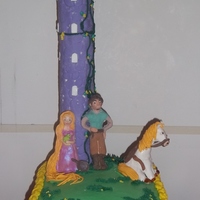 Rapunzel's Tower Rapunzel cake made for my daughters 6th birthday. Vanilla rainbow cake with vanilla buttercream. gumpaste figures and accents the tower was...