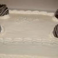 Birthday Cake layered cake w/strawberries & cream center, chocolate dipped strawberries