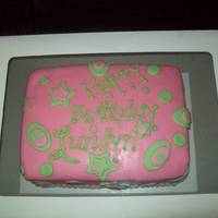 Pink And Green For my ex-step daughter's little girls 3rd bday....vanilla flavored cake with tinted pink and green fondant