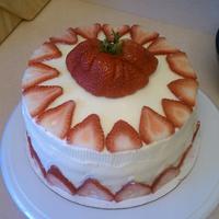 Sample Strawberry Cake I made this "rush" cake for a wedding cake tasting. The bride wanted white cake with fresh strawberries in the cake and cream...