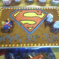 John's Birthday My brother prefers cookies over cakes (I know.. WHAT?!). He also thinks he's Superman.. Chocolate chip cookie cake (made with almond...