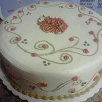 Cristina's Bridal Shower Red velvet cake and buttercream icing. Colors and design were *supposed* to match the invitations.. Nice try :)